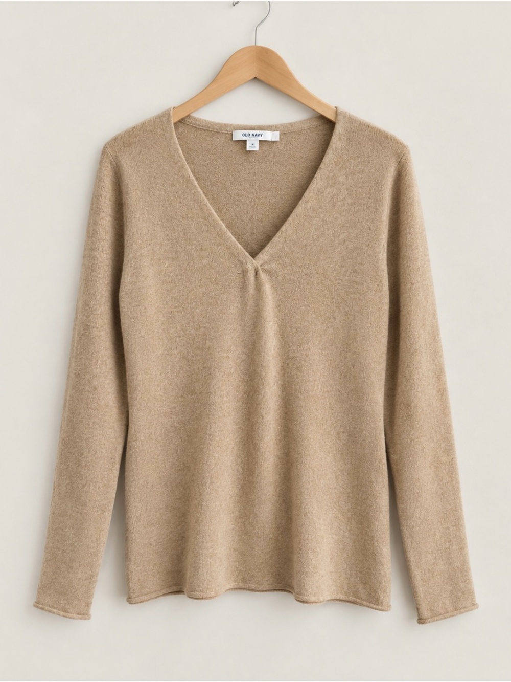 Cashmere Sweater Old Navy Y2K Tan Camel Beige 90s Classic Preppy Luxury V Neck